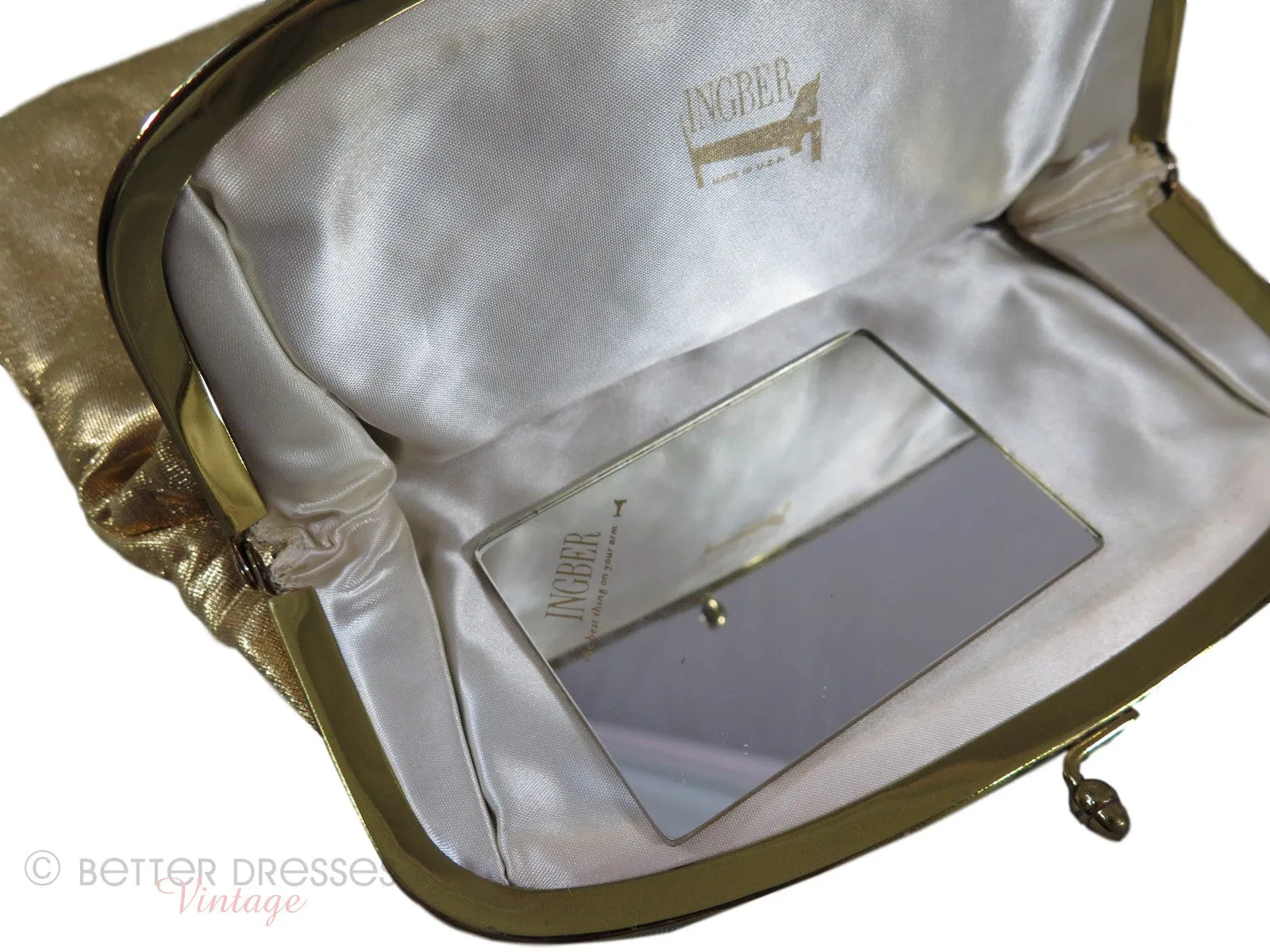 50s Gold Fabric Foldover Clutch Purse