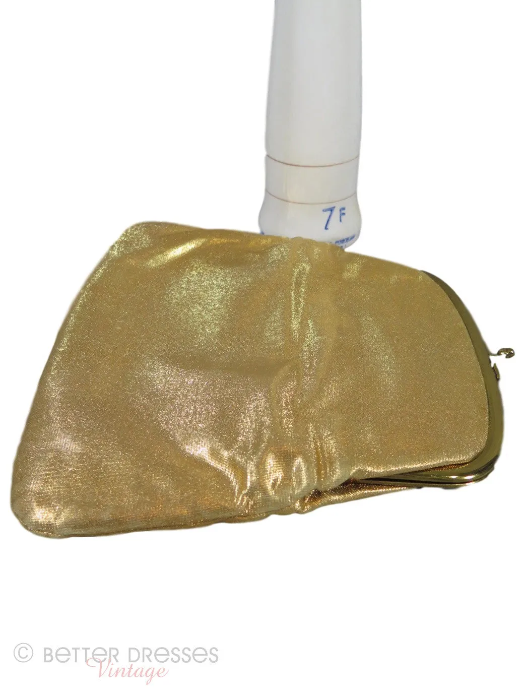 50s Gold Fabric Foldover Clutch Purse