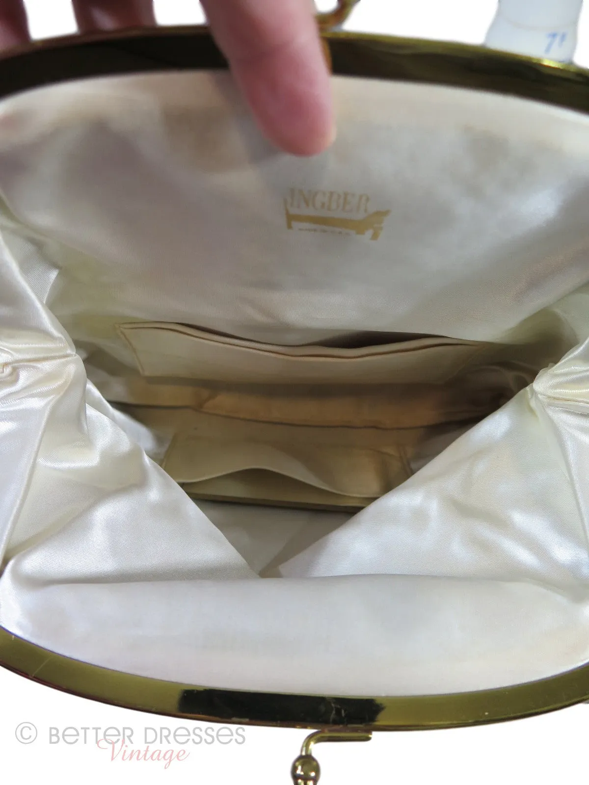 50s Gold Fabric Foldover Clutch Purse