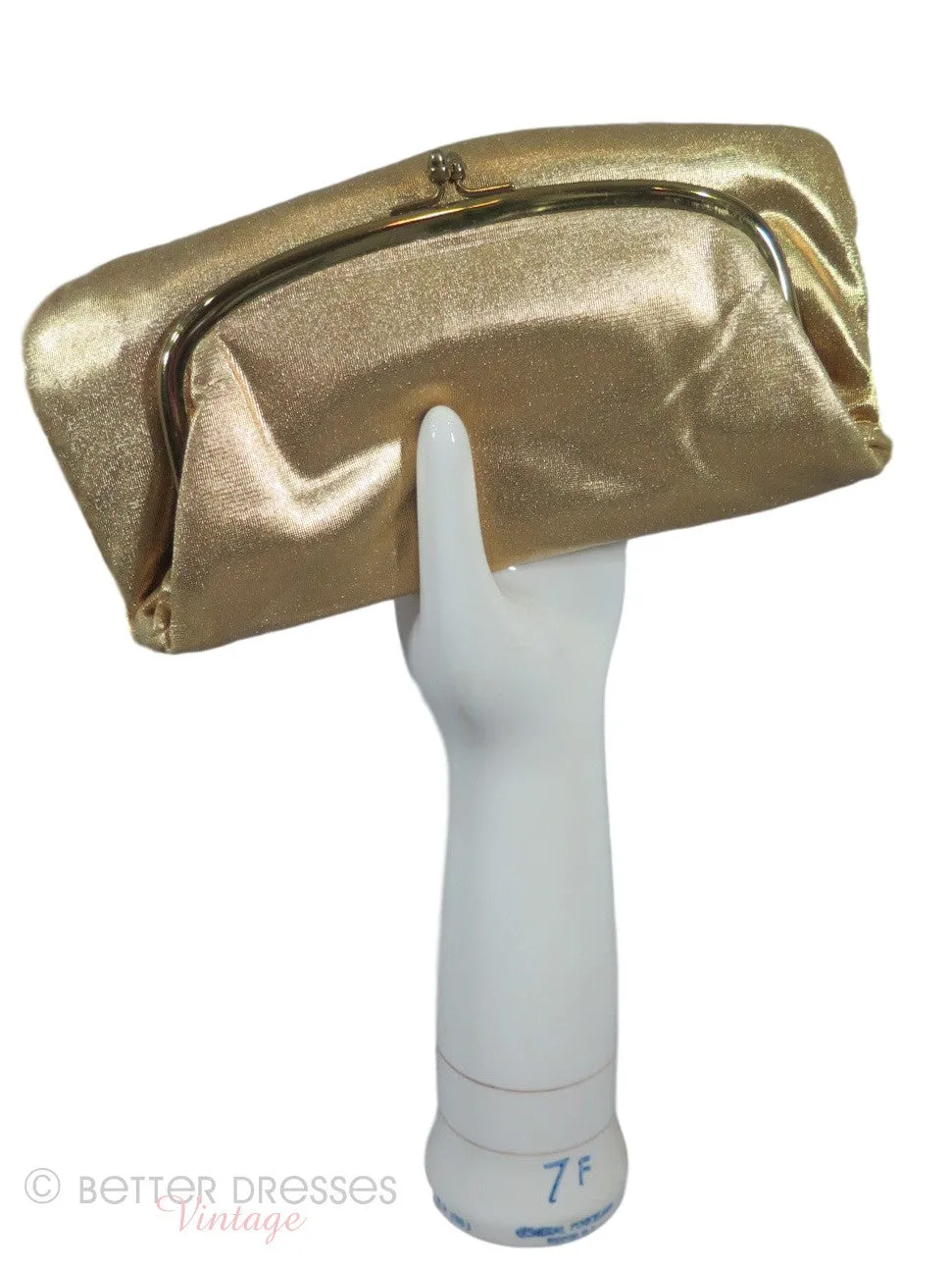 50s Gold Fabric Foldover Clutch Purse