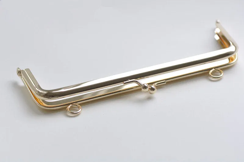 6" Light Gold Purse Frame With Two Loops Glue-In Style 15.5cm x 5cm ( 6" x 2")