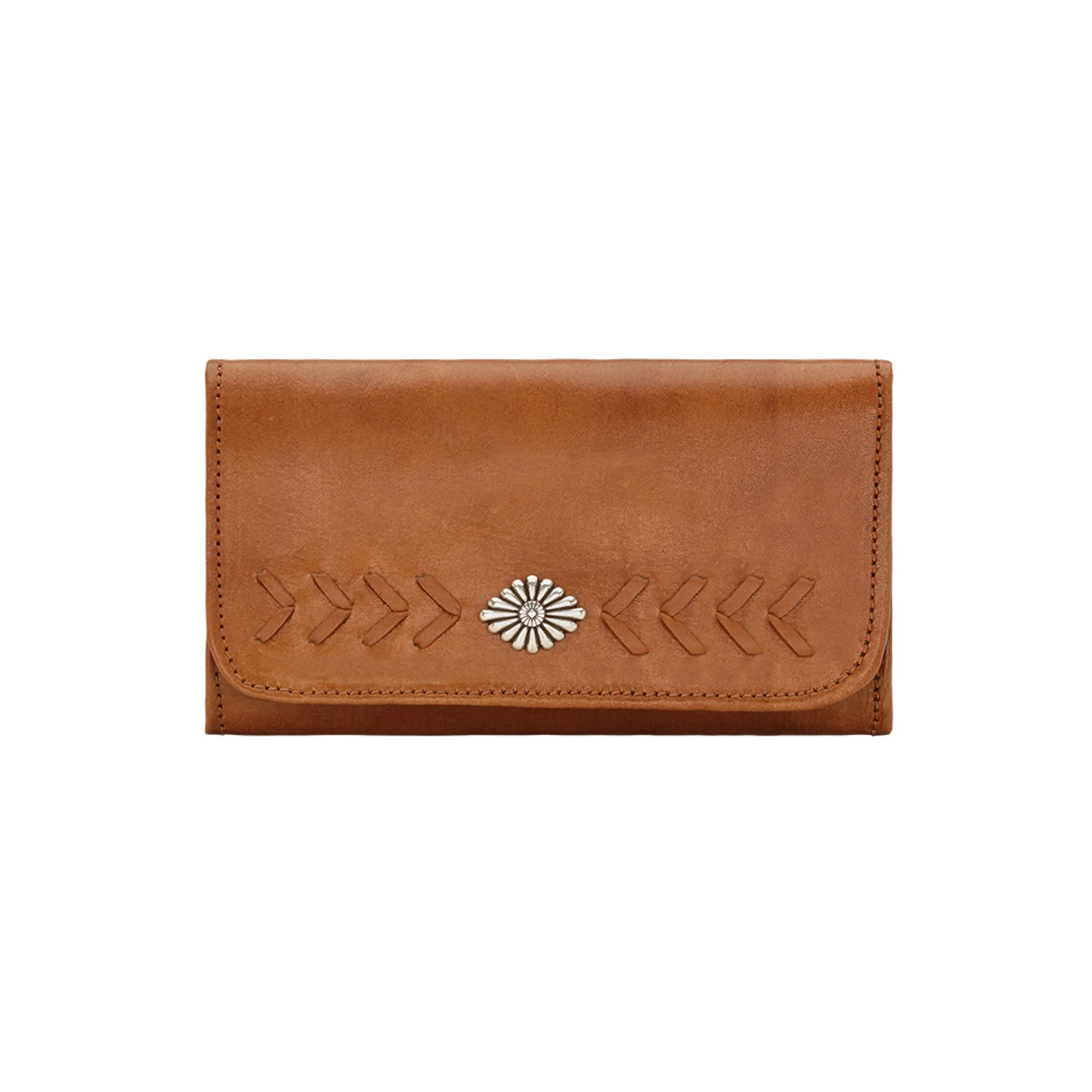 American West Mohave Canyon Natural Tan Leather Trifold Wallet