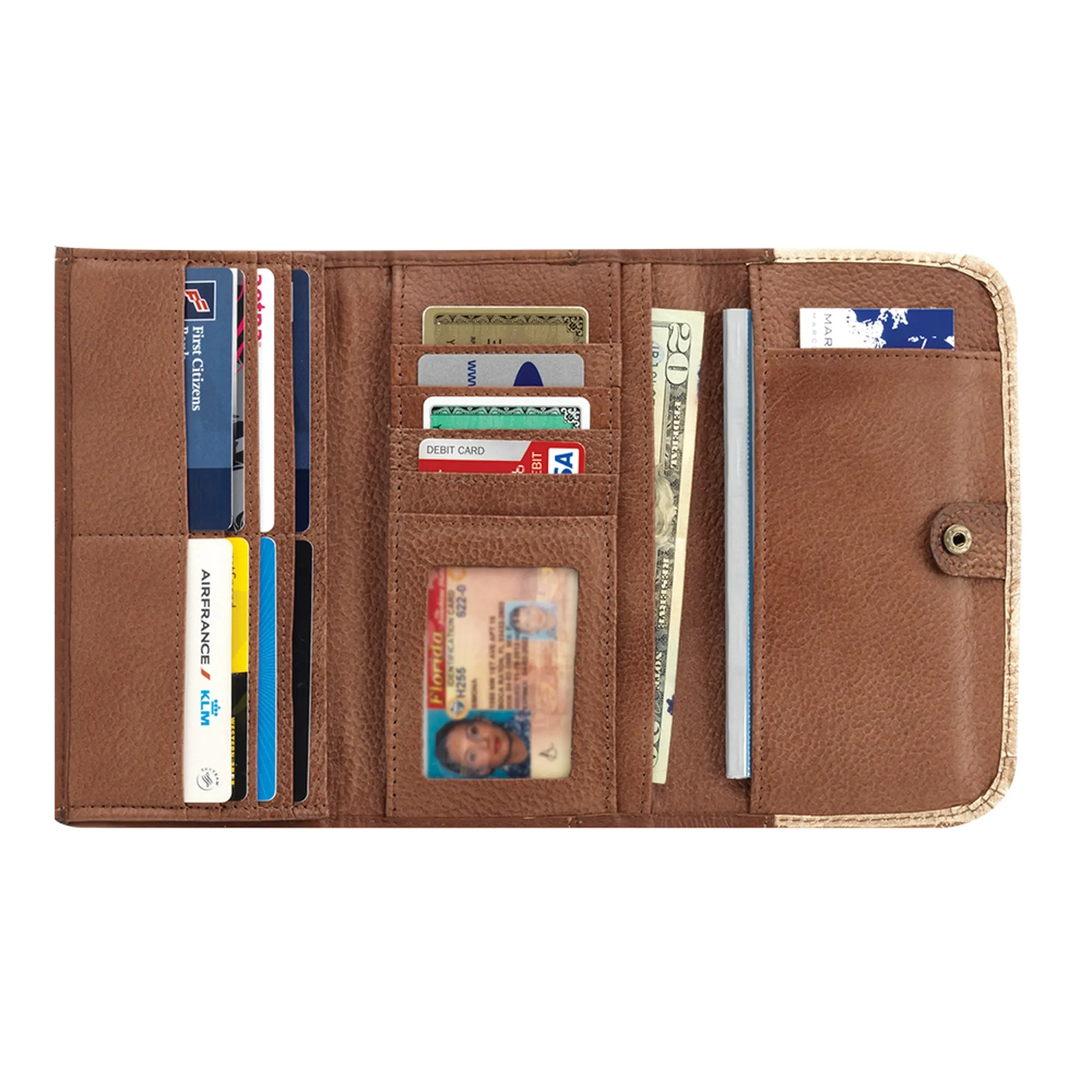American West Mohave Canyon Natural Tan Leather Trifold Wallet