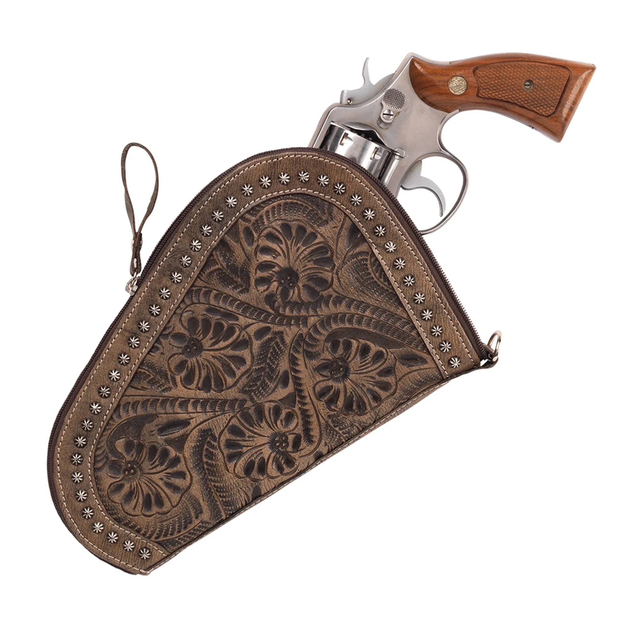 American West Padded Distressed Charcoal Leather Gun Case