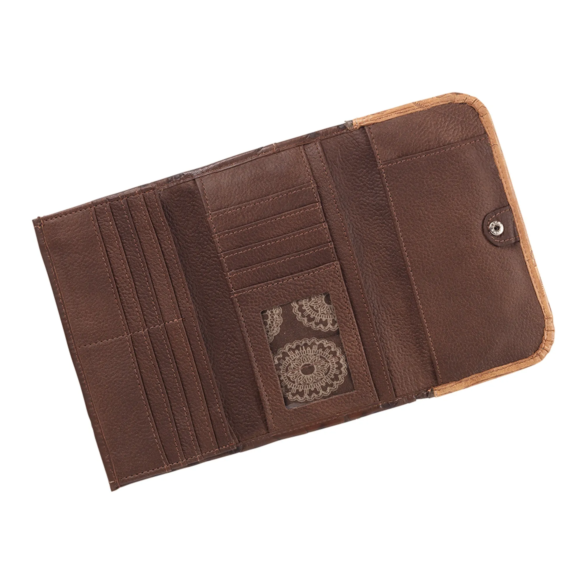 American West Saddle Ridge Chestnut Brown Leather Trifold Wallet