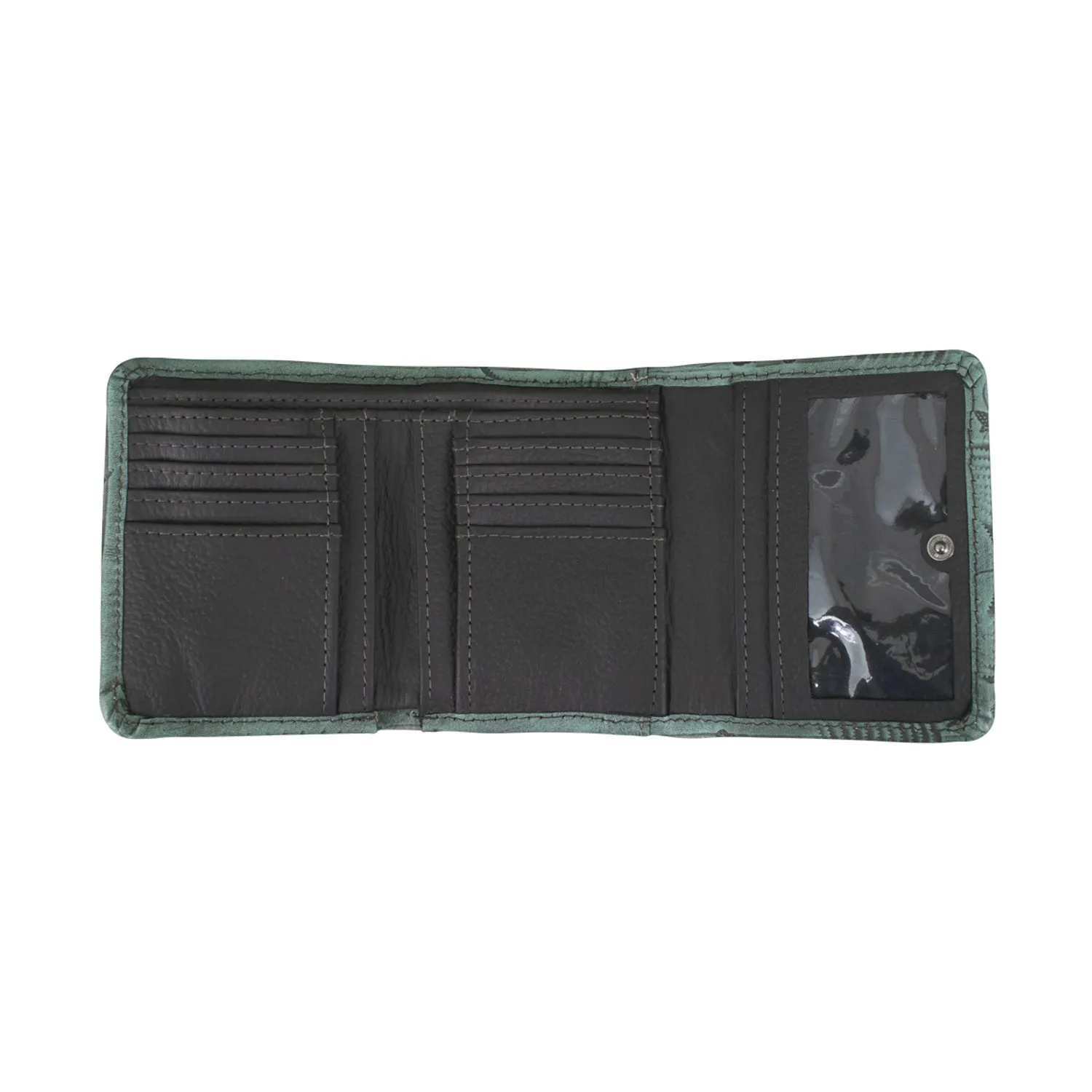American West Small Distressed Charcoal Leather Trifold Wallet