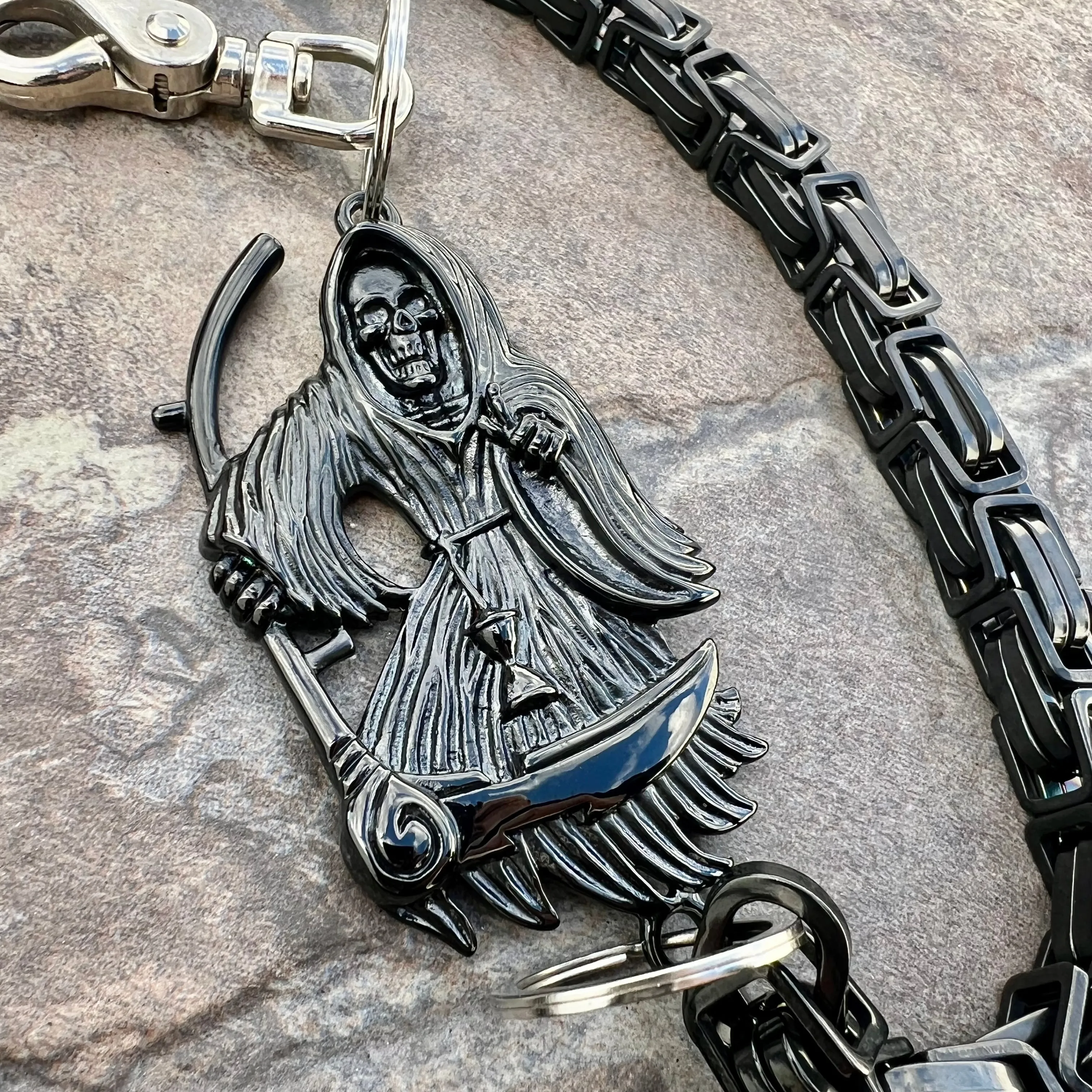Black Grim Reaper Wallet Chain - Black Daytona Road King - WC17RK