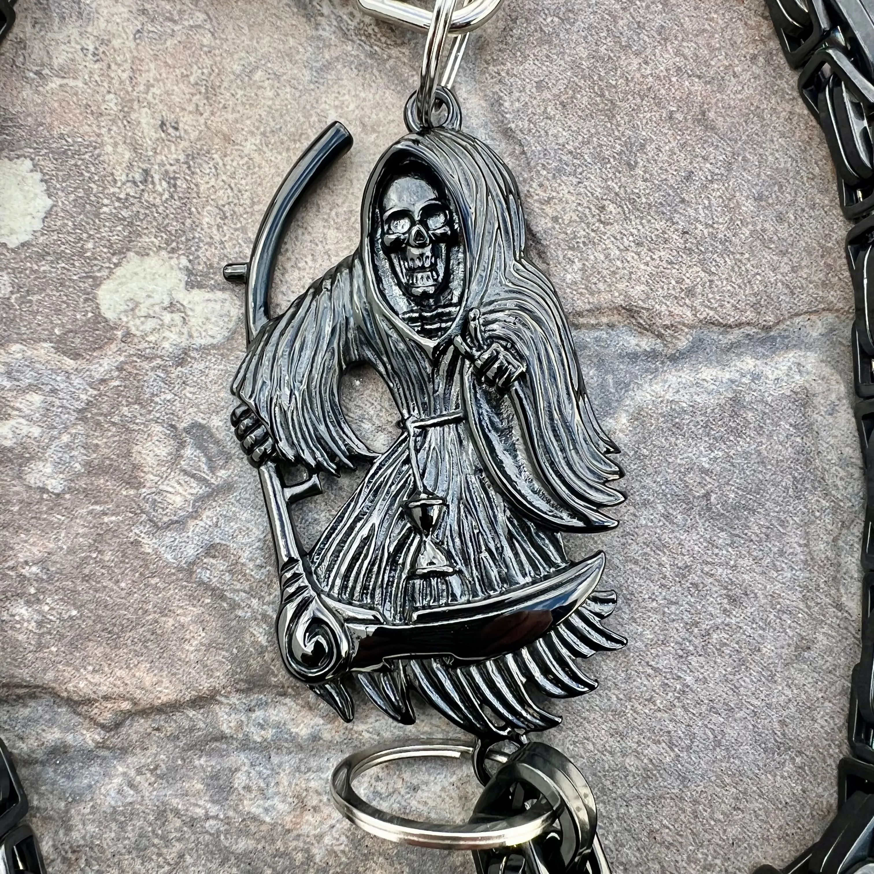 Black Grim Reaper Wallet Chain - Black Daytona Road King - WC17RK