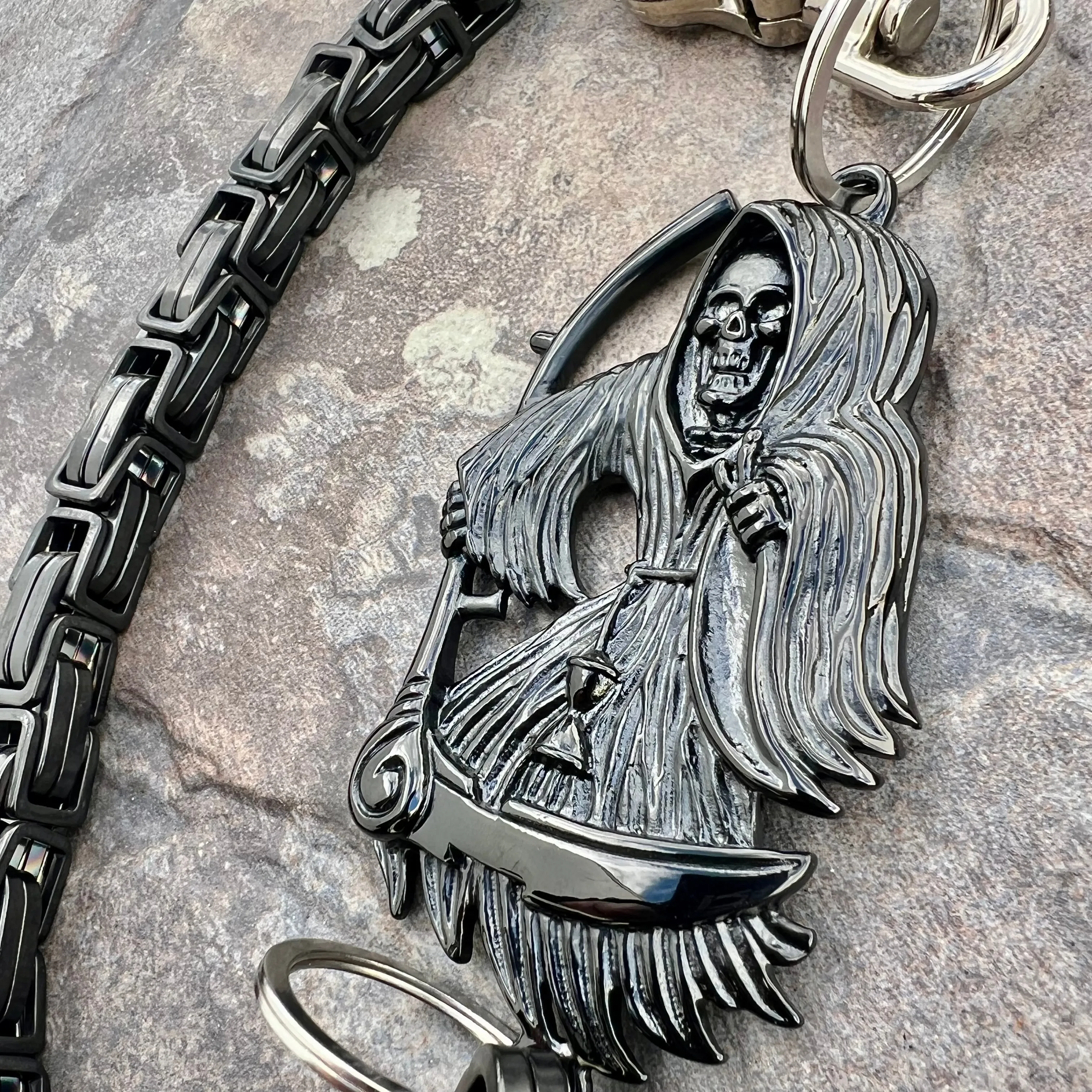 Black Grim Reaper Wallet Chain - Black Daytona Road King - WC17RK
