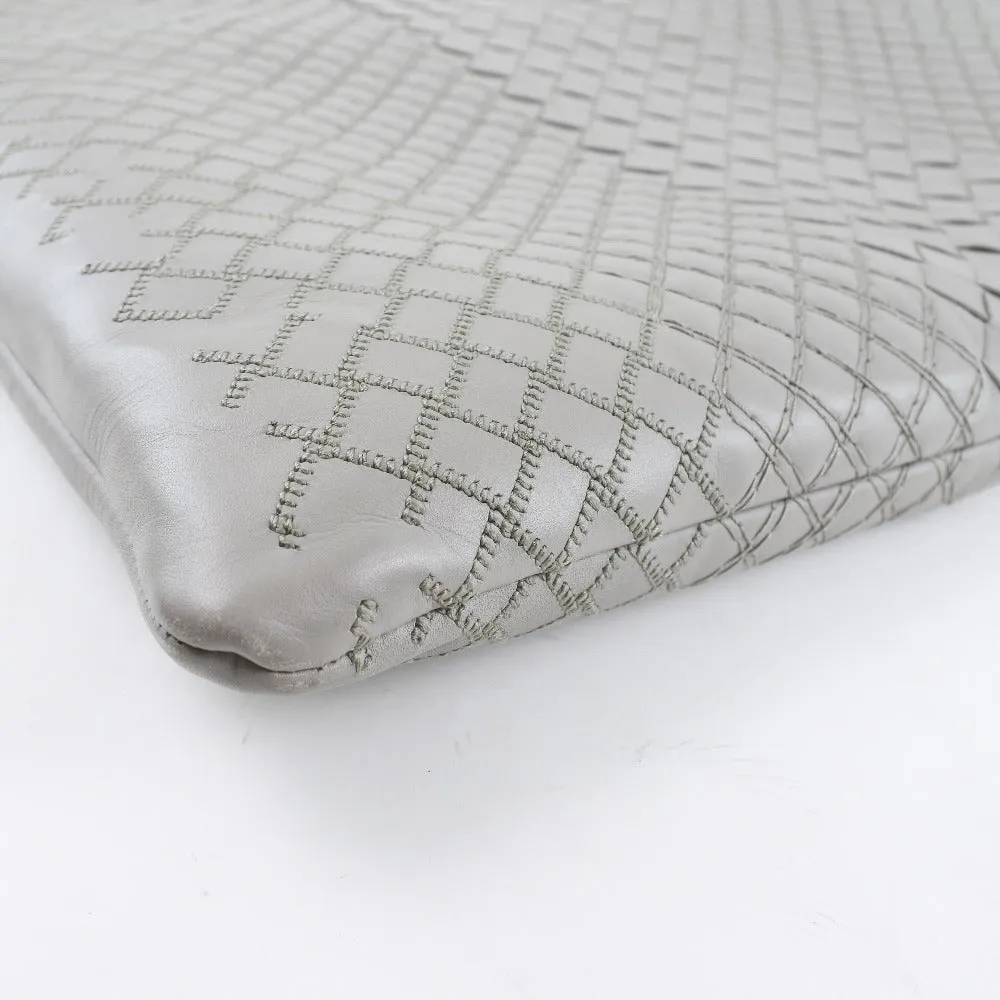 BOTTEGAVENETA Clutch bag Calfskin gray INTRECCIATO mens Used Authentic