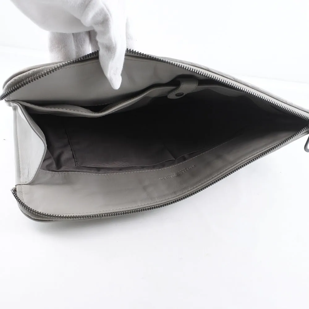 BOTTEGAVENETA Clutch bag Calfskin gray INTRECCIATO mens Used Authentic
