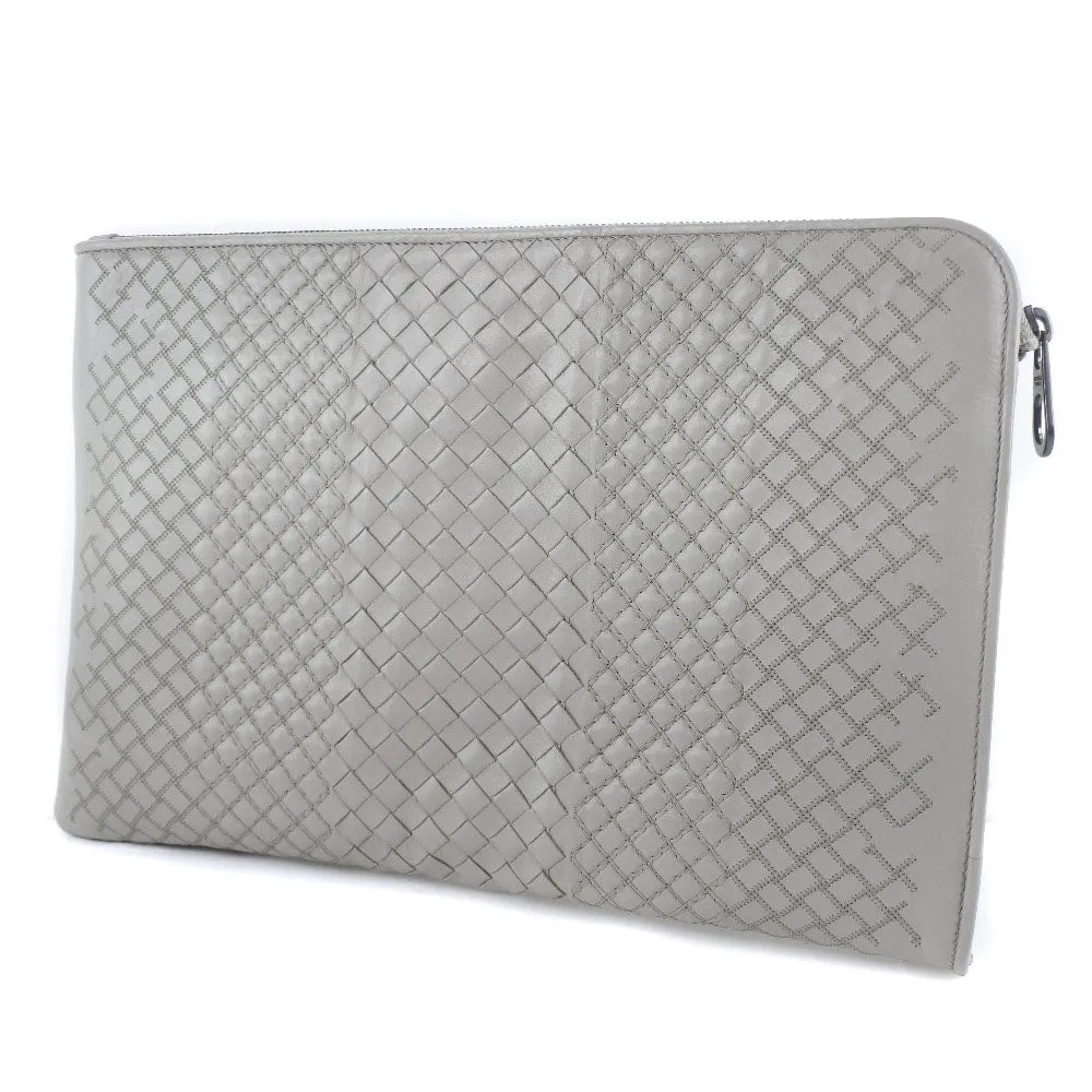 BOTTEGAVENETA Clutch bag Calfskin gray INTRECCIATO mens Used Authentic