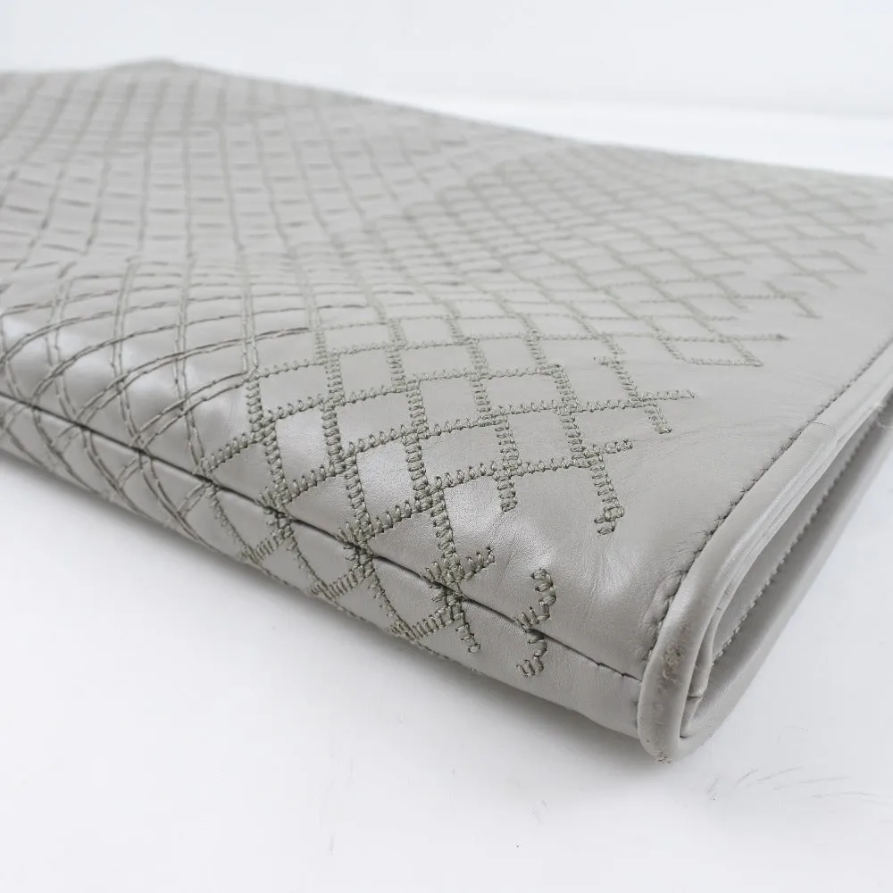 BOTTEGAVENETA Clutch bag Calfskin gray INTRECCIATO mens Used Authentic
