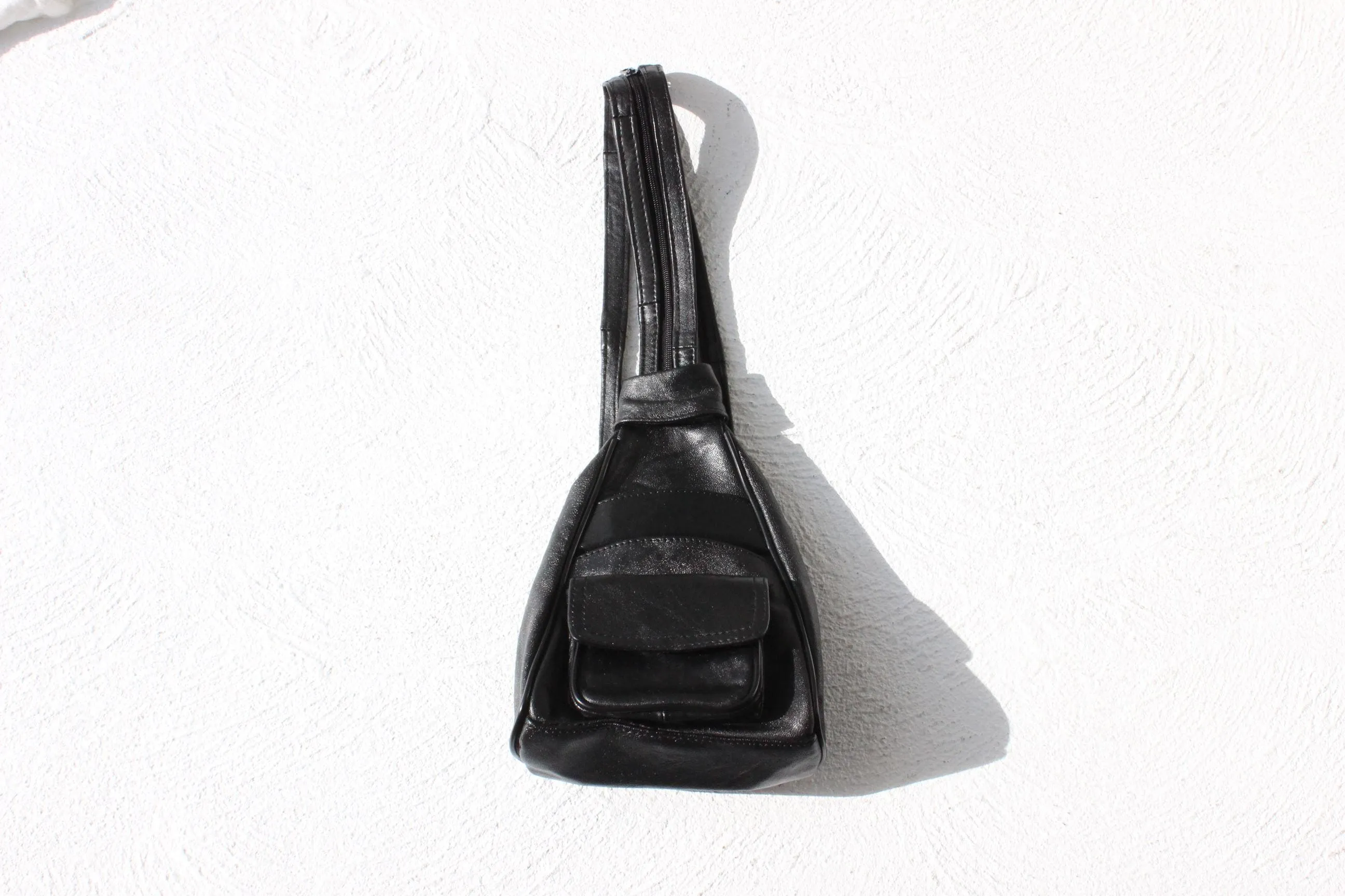 Convertible 90s Italian Leather Triangular Backpack