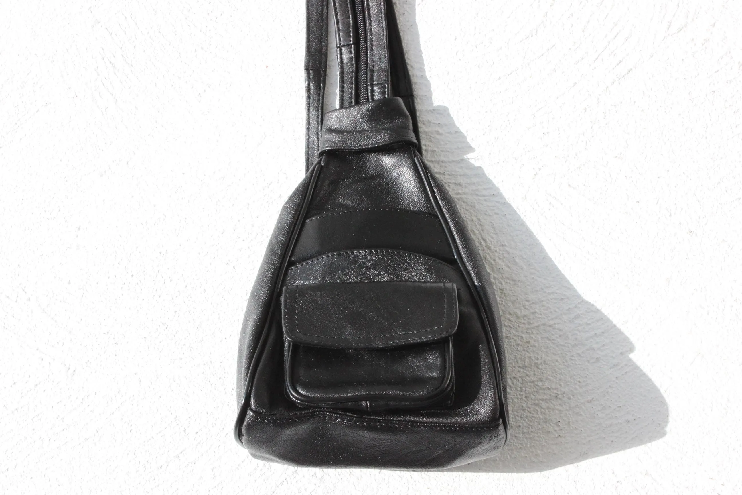 Convertible 90s Italian Leather Triangular Backpack