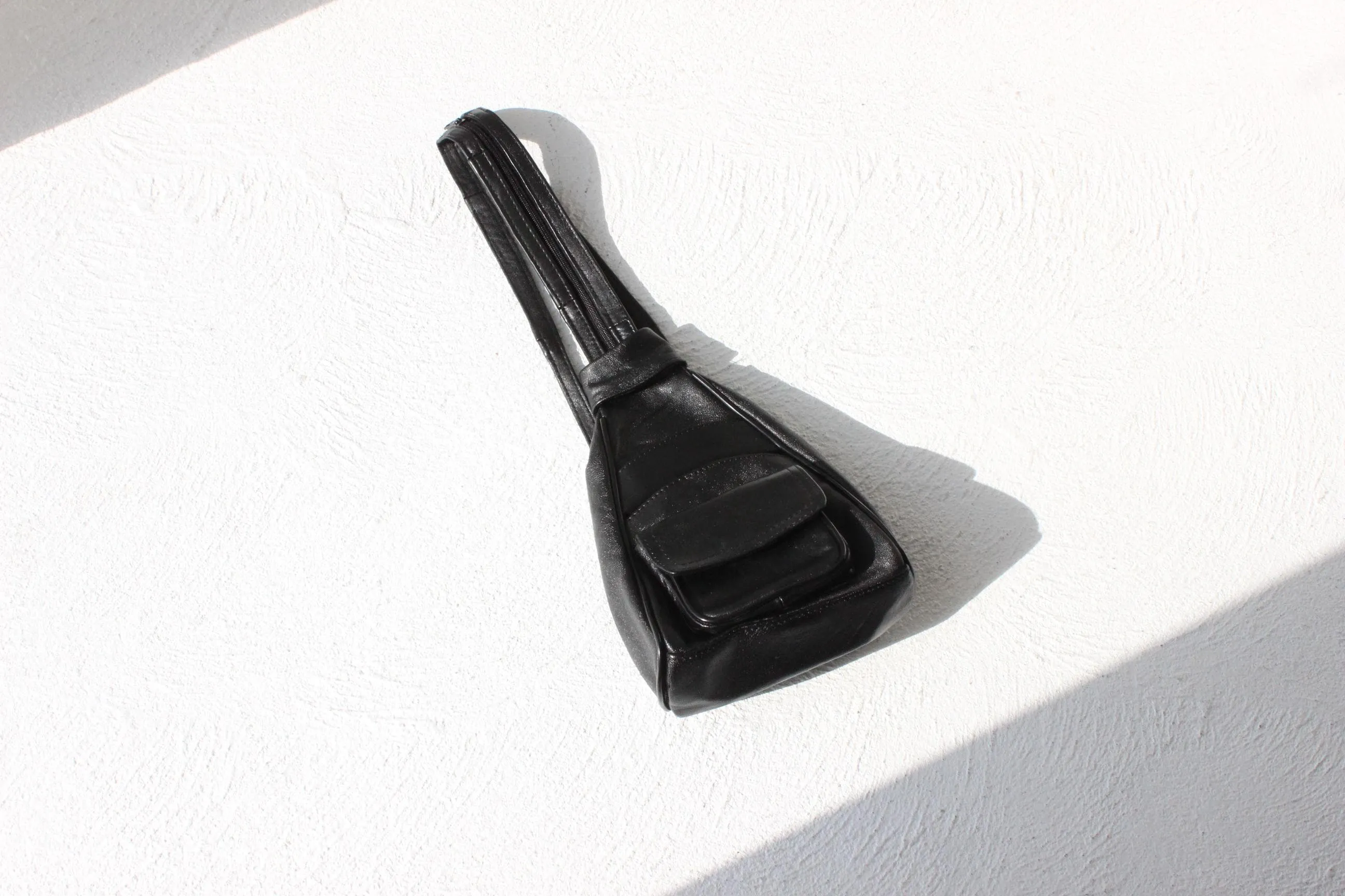Convertible 90s Italian Leather Triangular Backpack