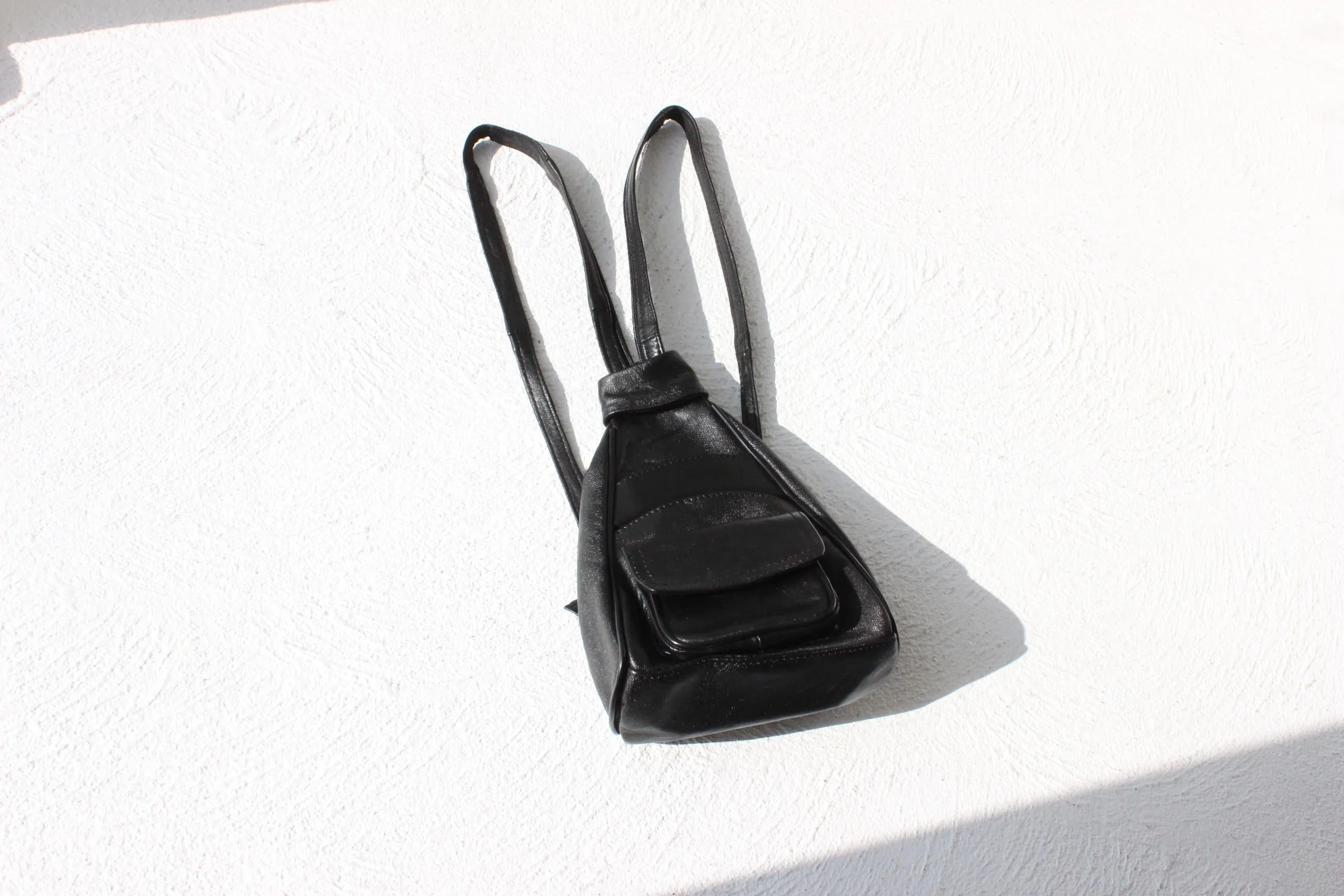 Convertible 90s Italian Leather Triangular Backpack