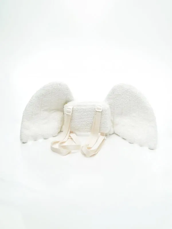 Cute White Angel Wing Plush Backpack | Y2K Fashion Accessory