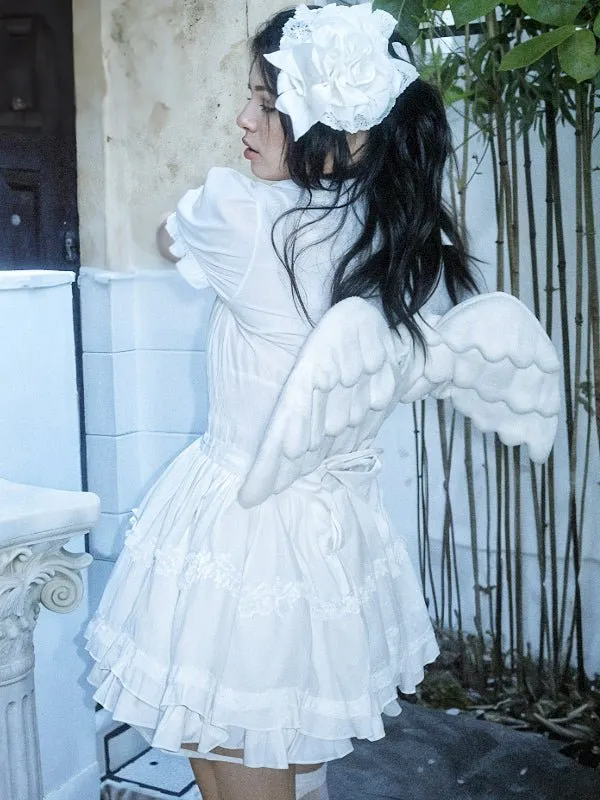 Cute White Angel Wing Plush Backpack | Y2K Fashion Accessory
