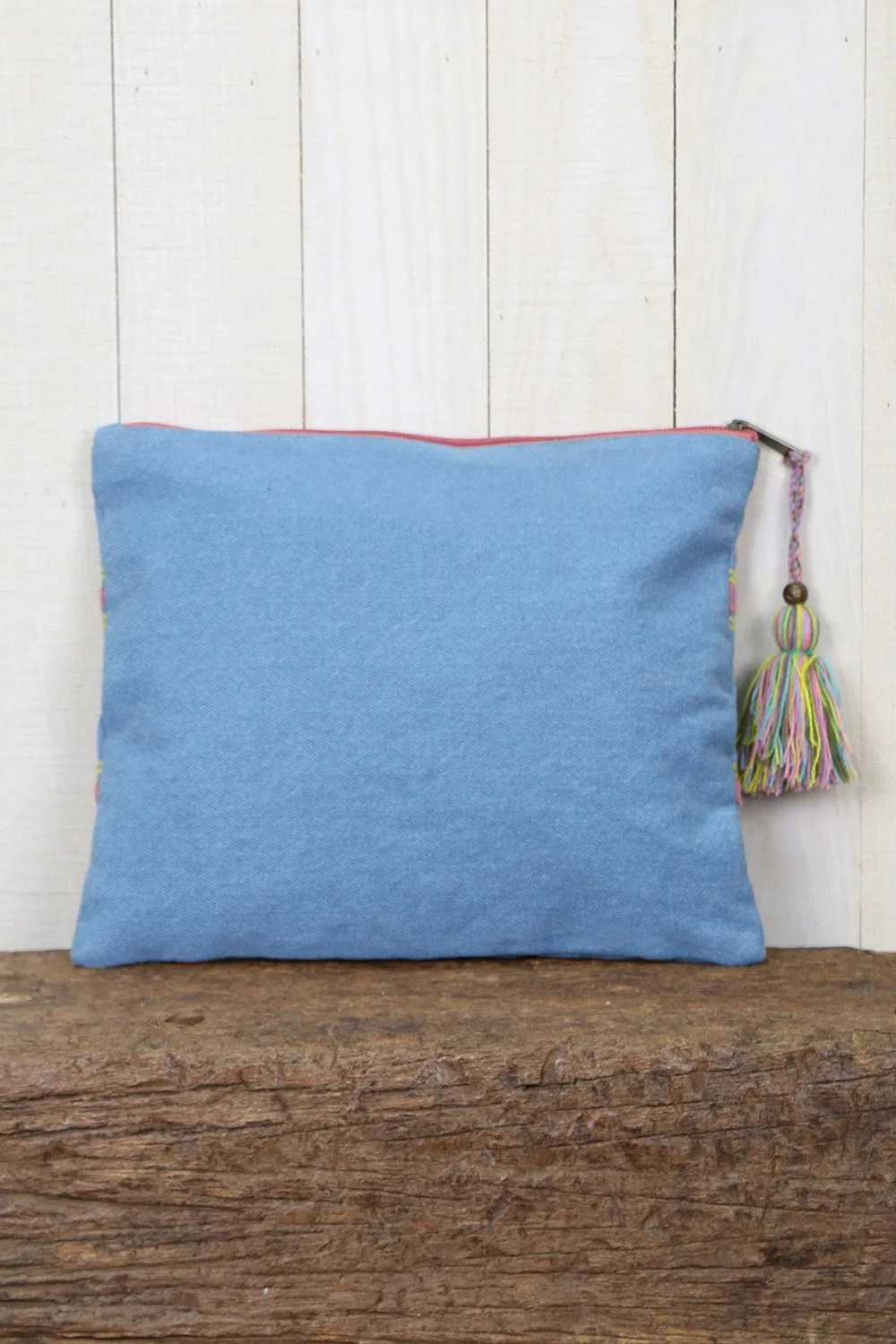 Embroidered Clutch With Tassel Pull