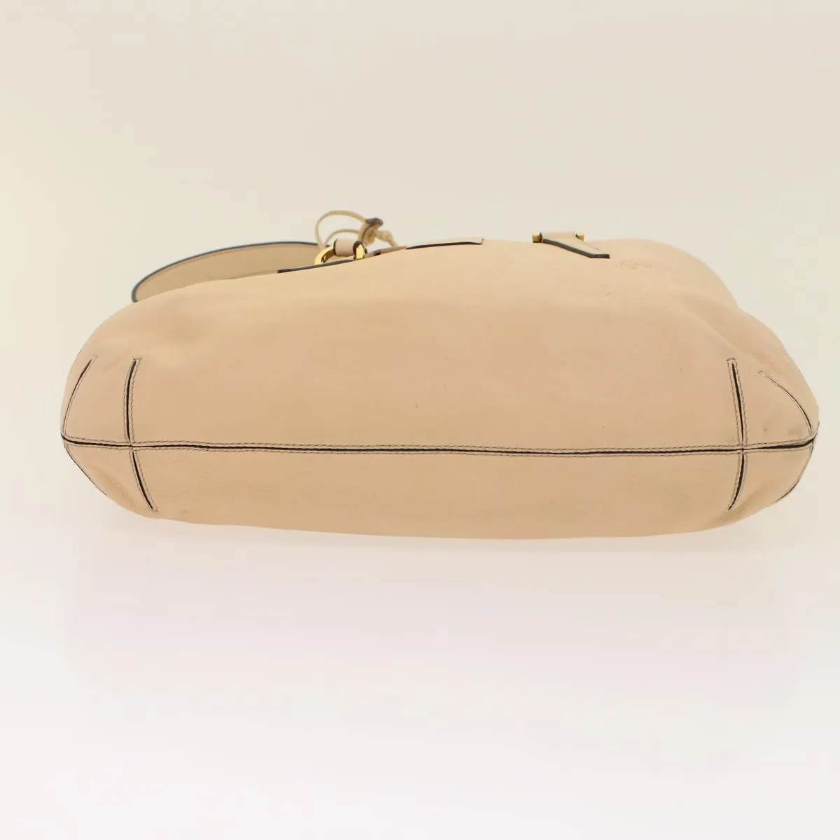 FENDI Hand Bag Suede Leather 2way Beige Auth 48745