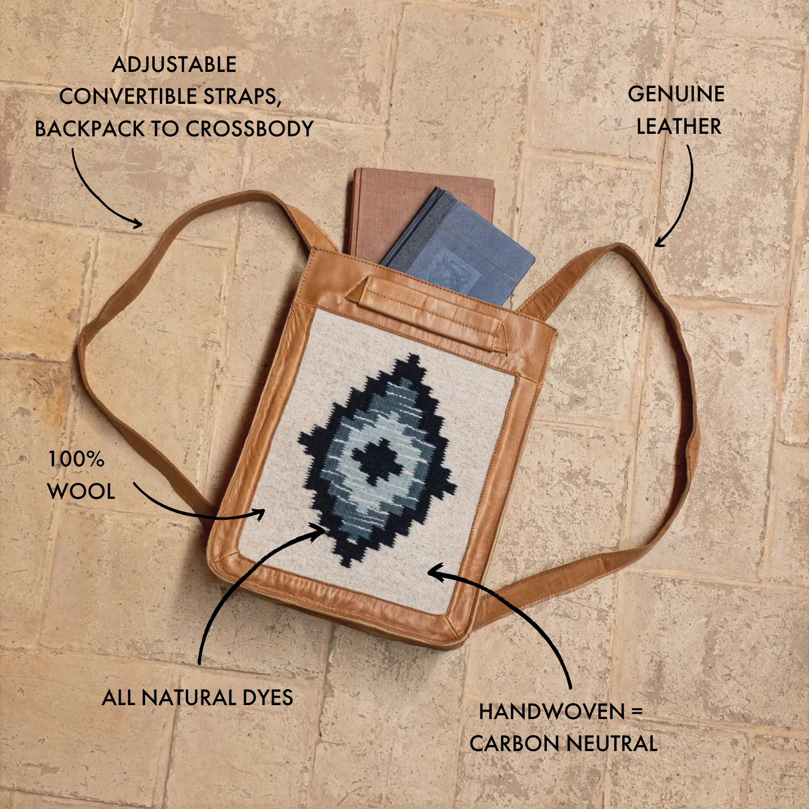 Indigo Diamond Convertible Slim Backpack