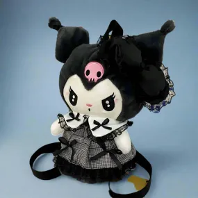 Kuromi Plush Backpack - Sweet Gothic Style with Cute Dress and Bow