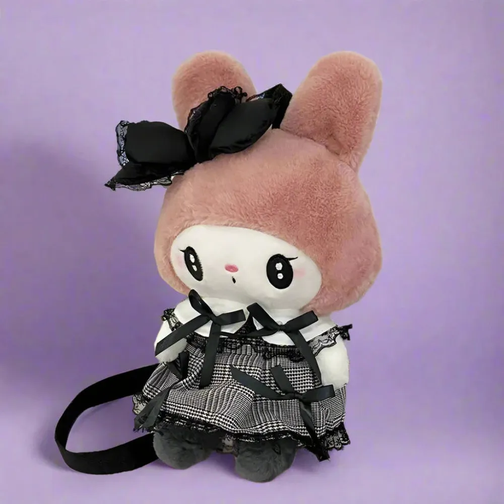 Kuromi Plush Backpack - Sweet Gothic Style with Cute Dress and Bow