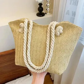 Large Capacity Straw Beach Shoulder Bag Shopping Bag