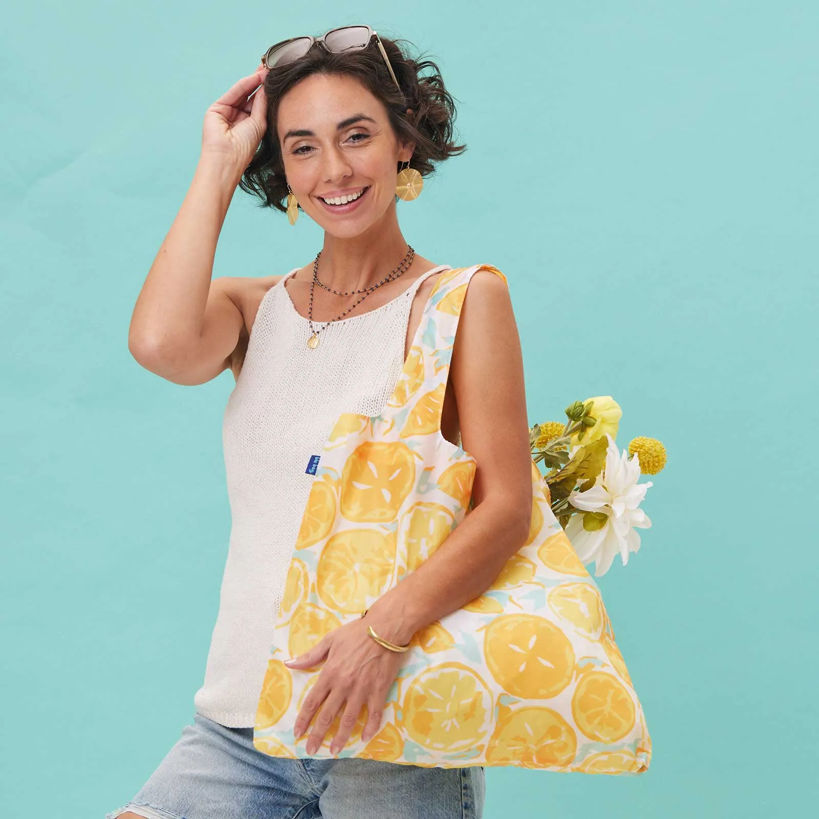 Lemon Slices Blu Bag Reusable Shopping Bag - Machine Washable