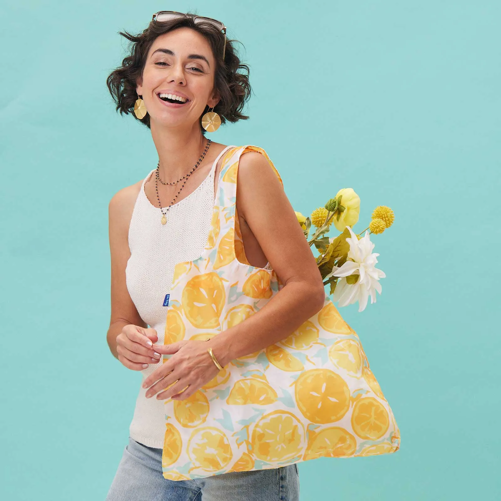 Lemon Slices Blu Bag Reusable Shopping Bag - Machine Washable