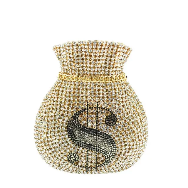Luxury Bling Crystal Diamond Money 💰 Sign Dollar Clutch Purse