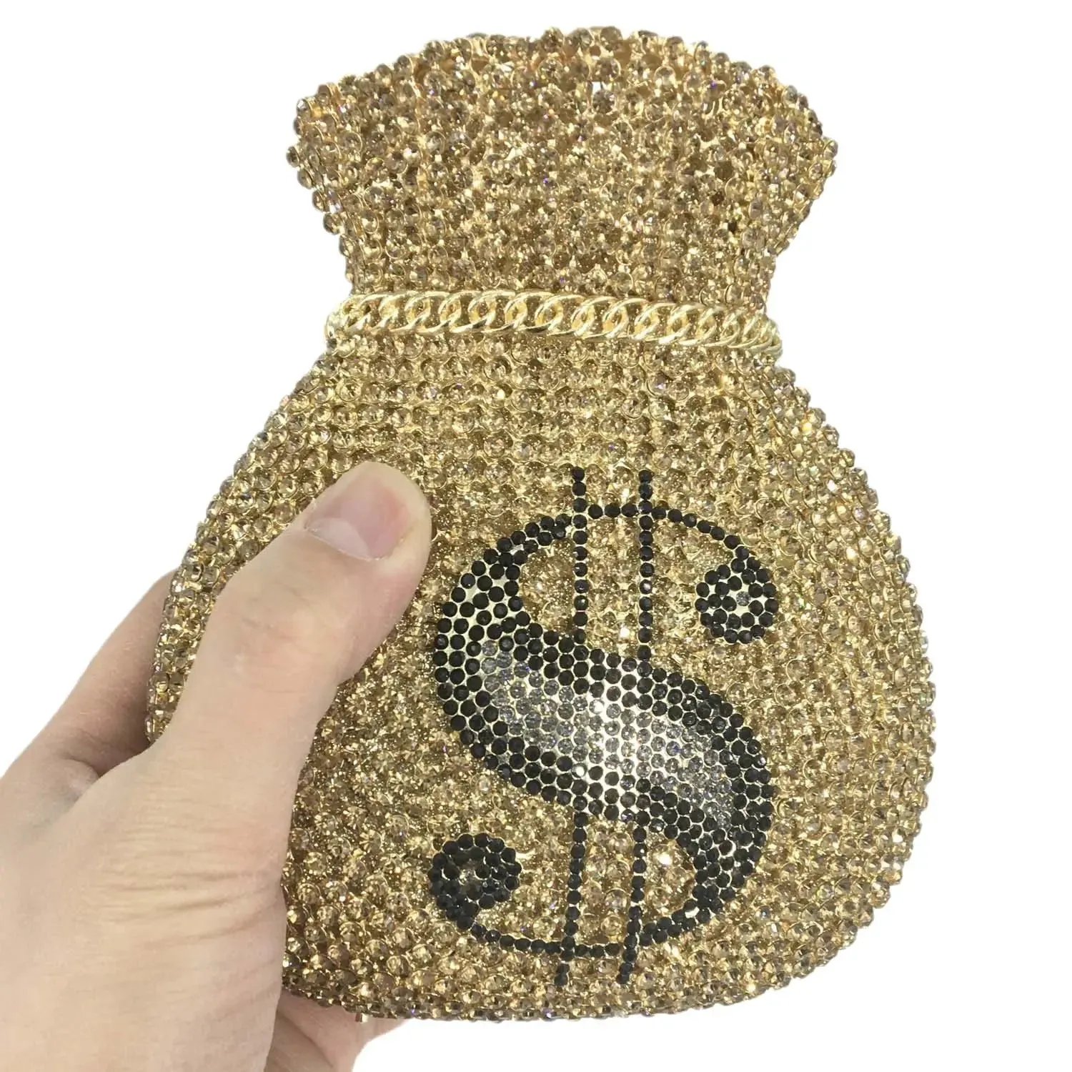 Luxury Bling Crystal Diamond Money 💰 Sign Dollar Clutch Purse
