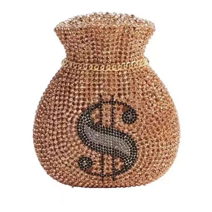 Luxury Bling Crystal Diamond Money 💰 Sign Dollar Clutch Purse