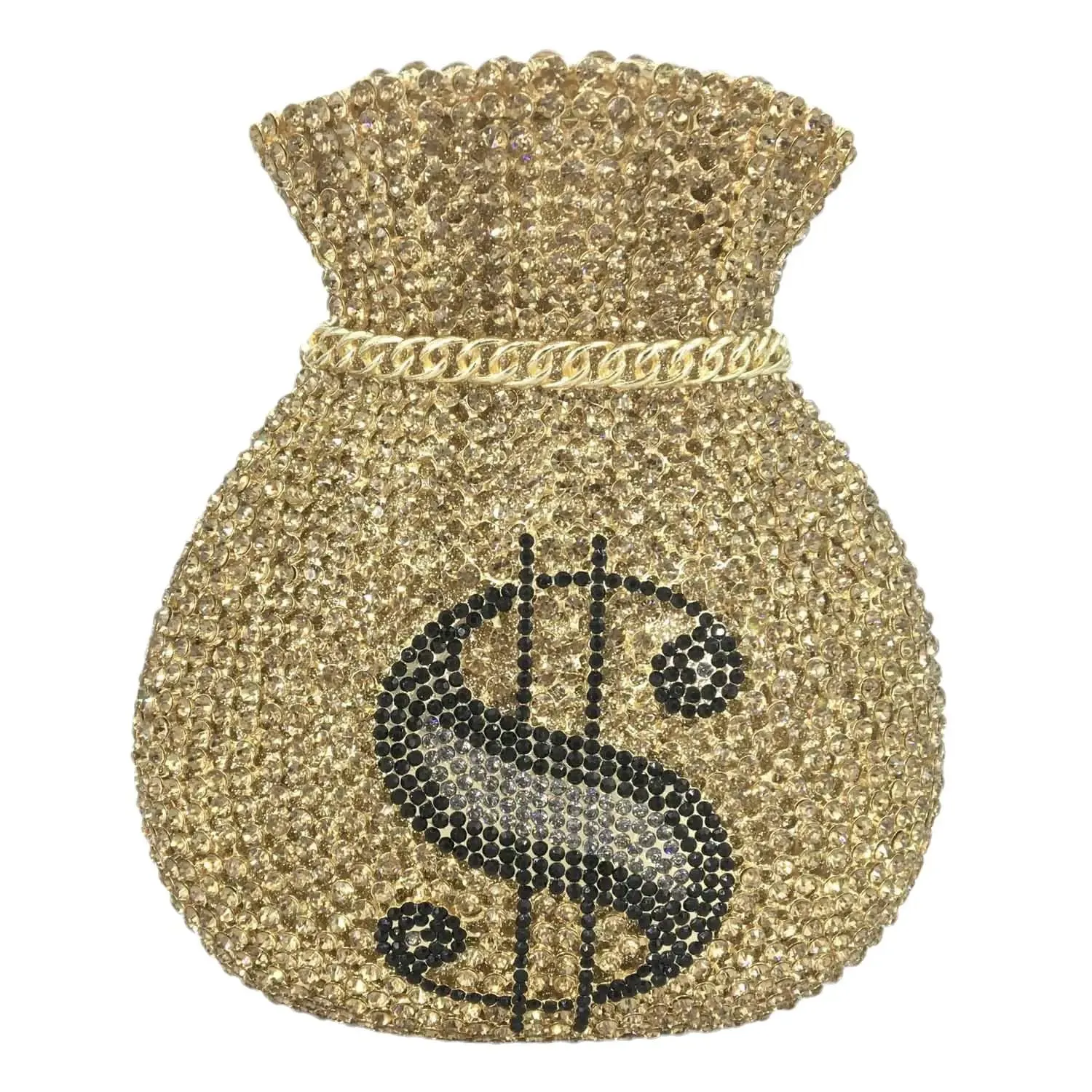 Luxury Bling Crystal Diamond Money 💰 Sign Dollar Clutch Purse