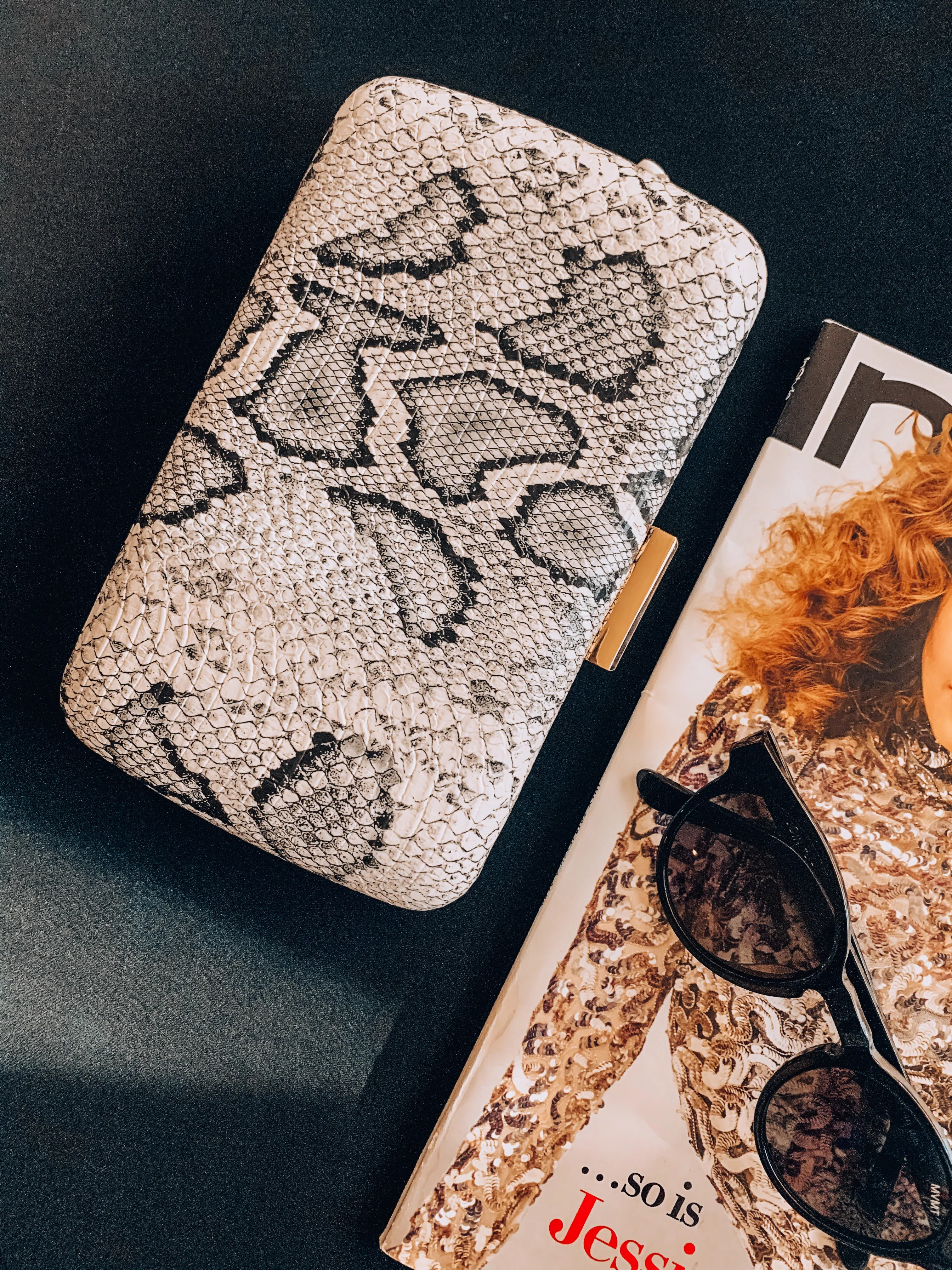 Magdalena Snakeskin Clutch