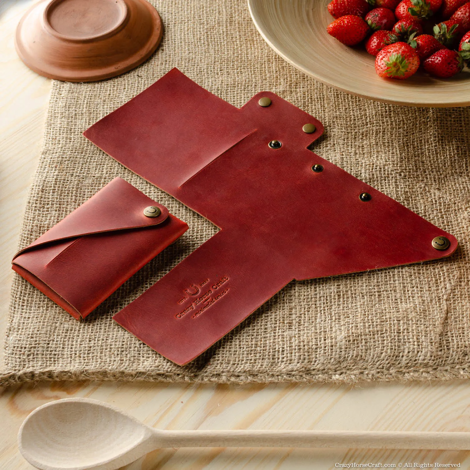 Minimalistic leather wallet/card holder | Fragola Red