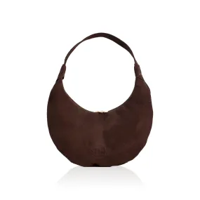 Ophelia Small Suede Leather Shoulder Bag - Chocolate