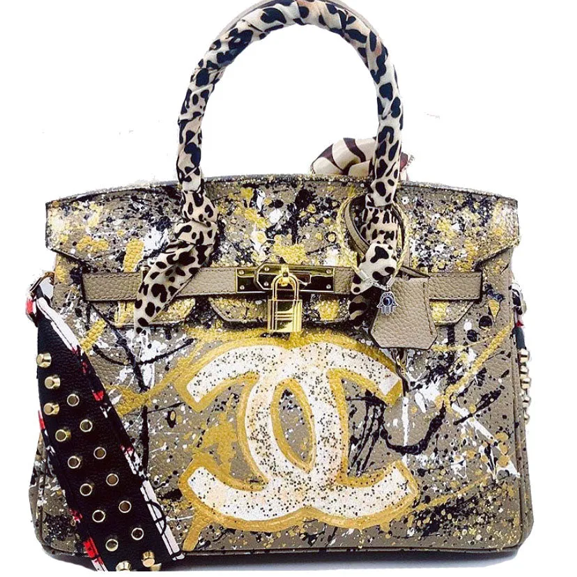 Personalized Designer-Style Handbag with Custom Painted Details