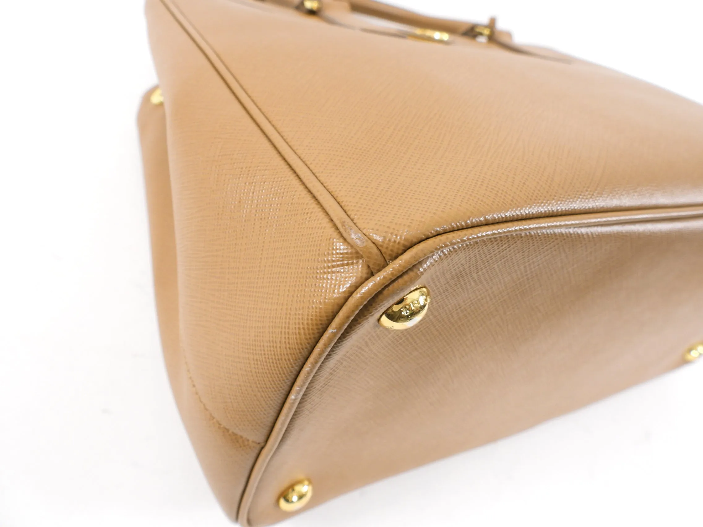 Prada Caramel Saffiano Galleria Double Zip Tote Bag