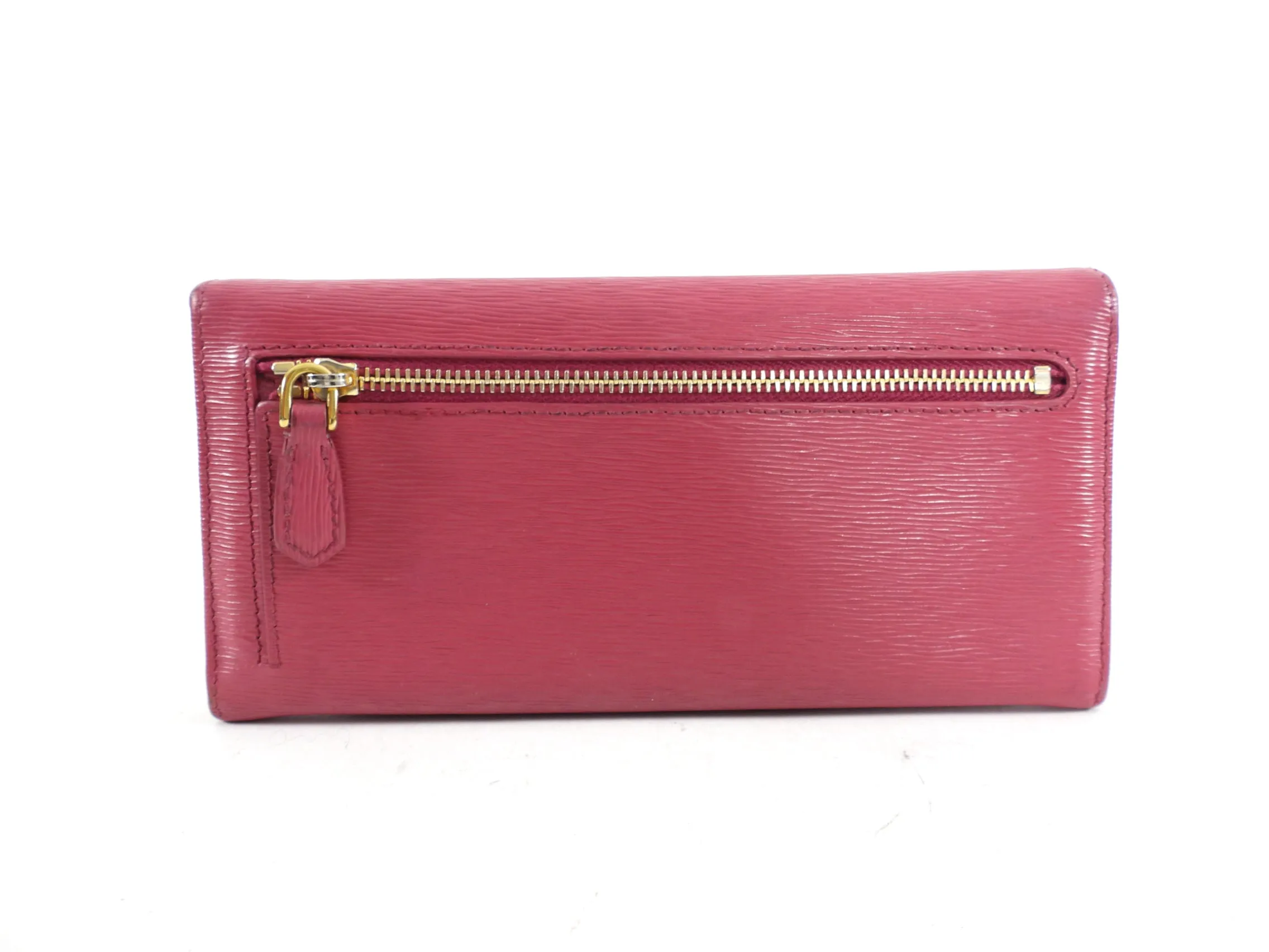 Prada Raspberry Pink Long Bifold Wallet with Card Holder
