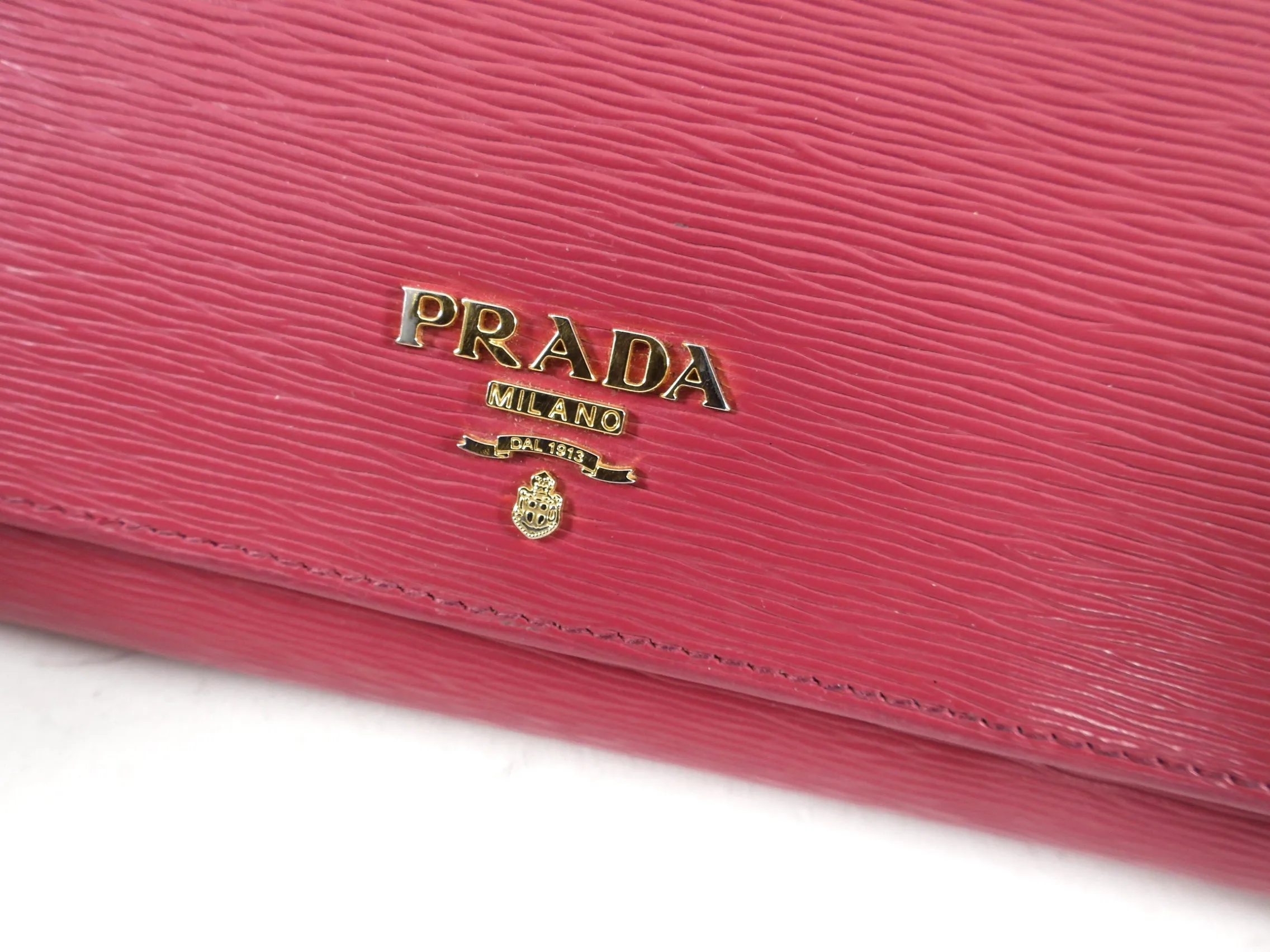 Prada Raspberry Pink Long Bifold Wallet with Card Holder