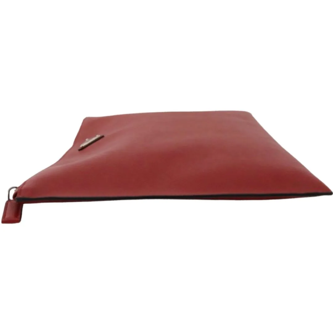 PRADA Red Saffiano Leather Pouch