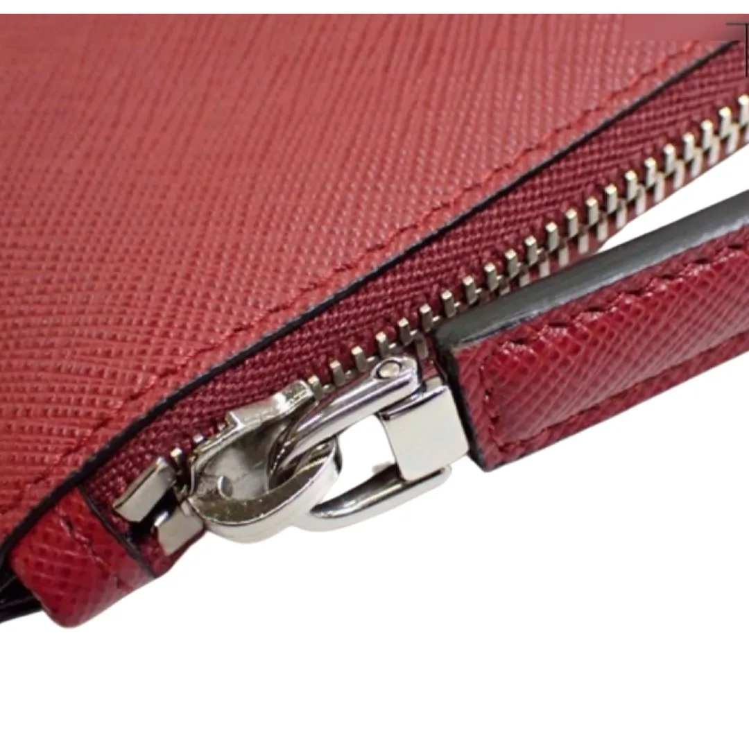 PRADA Red Saffiano Leather Pouch