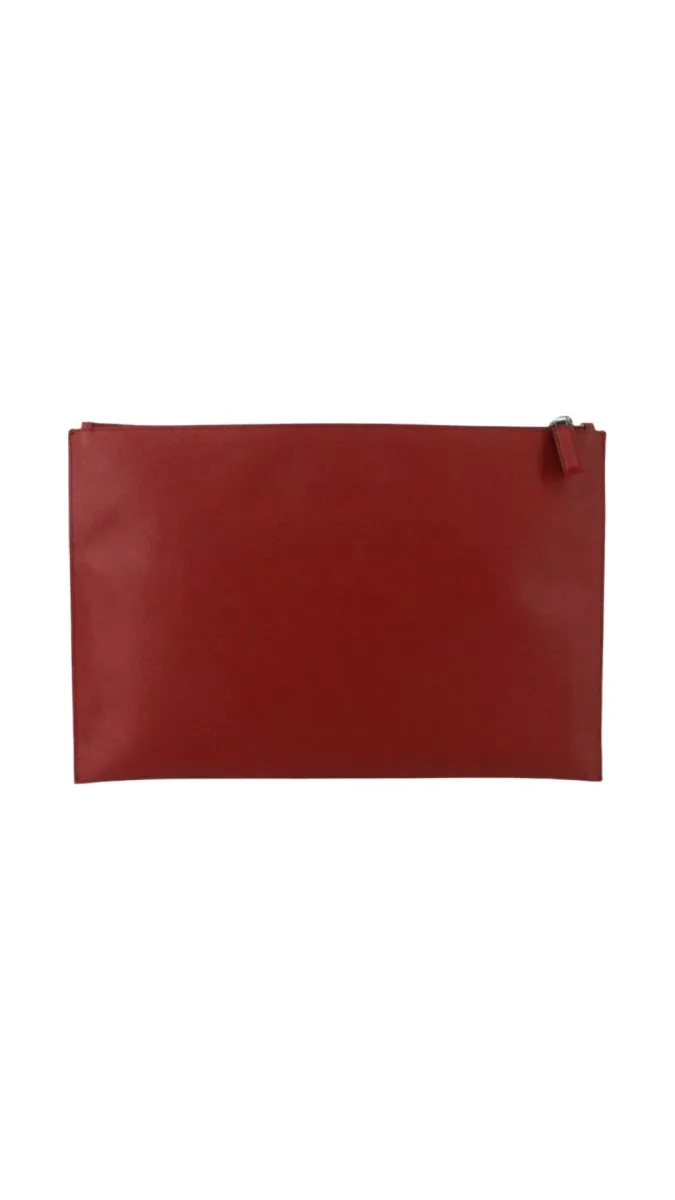 PRADA Red Saffiano Leather Pouch