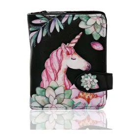 Shagwear Unicorn Small Black Zipper Wallet