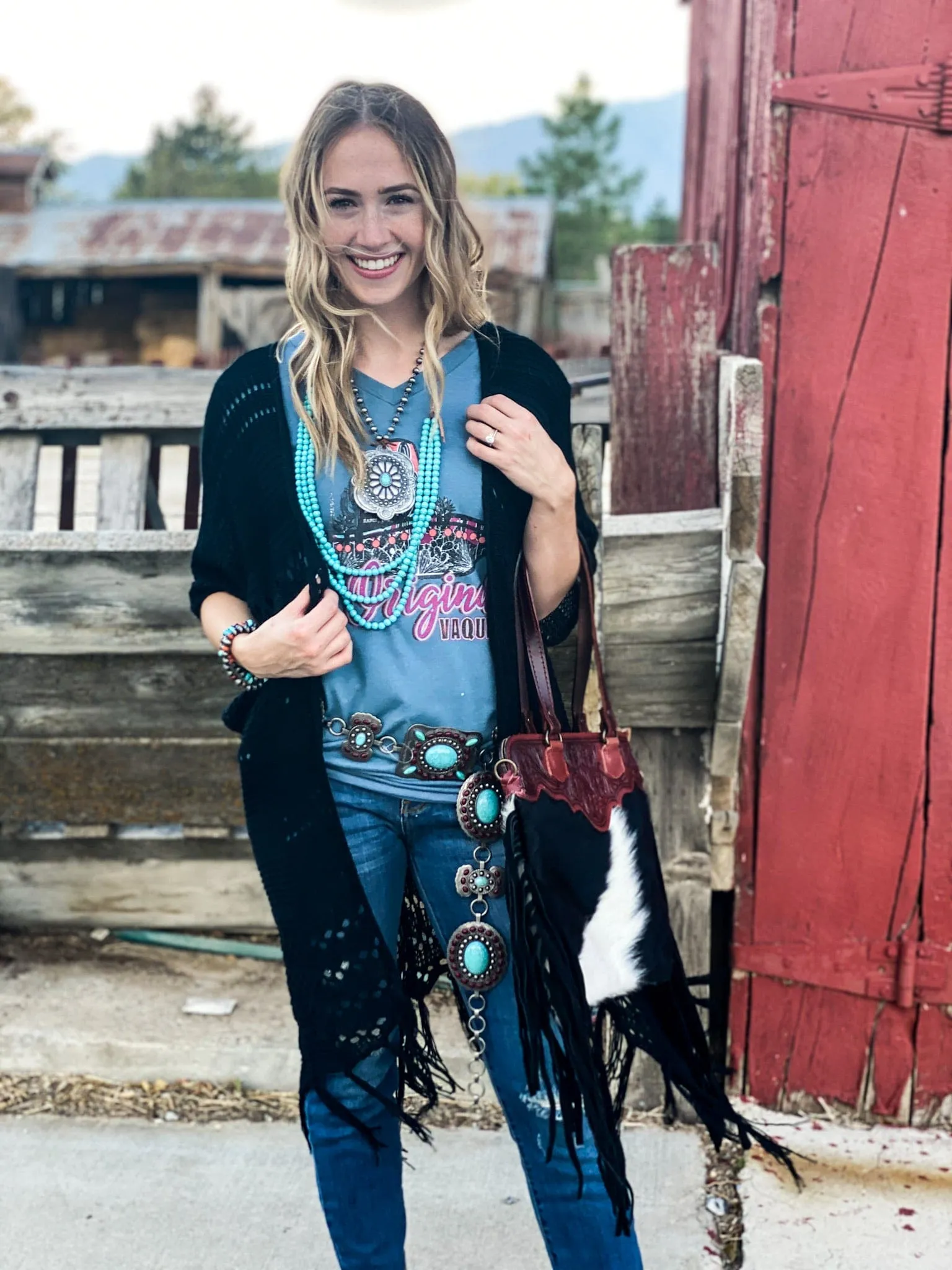 The Fall Belmont Black Crochet Cardi