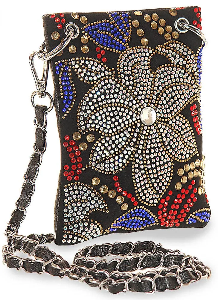 The Resort Colorful Rhinestone Petite Crossbody Sling: Black