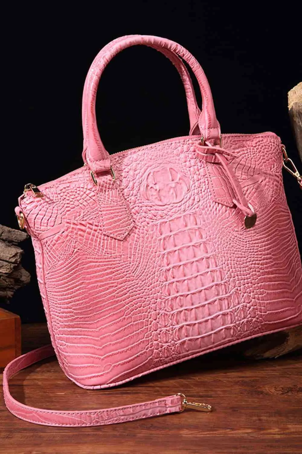 Vegan Leather Croc Embossed Handbag