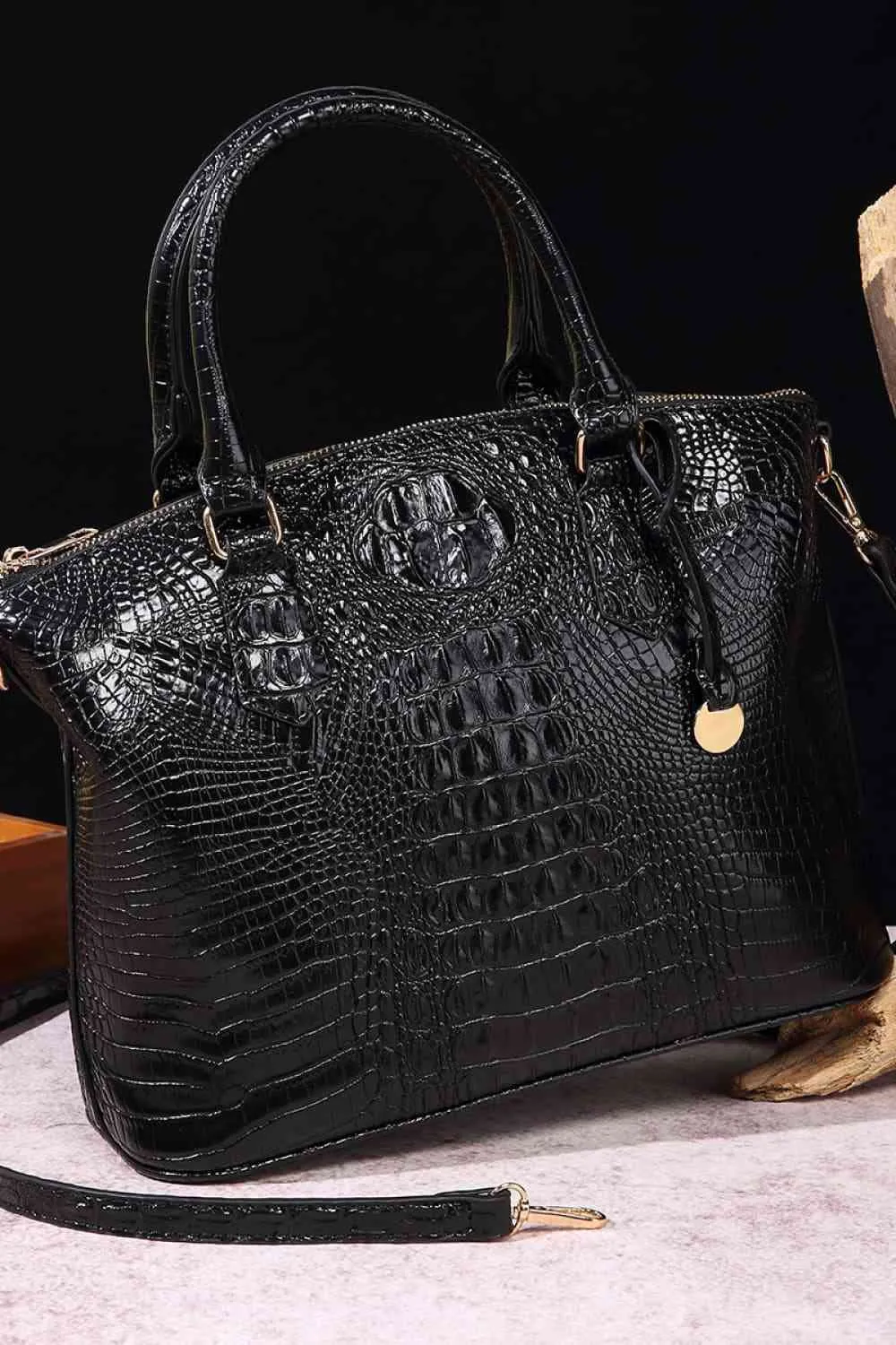 Vegan Leather Croc Embossed Handbag